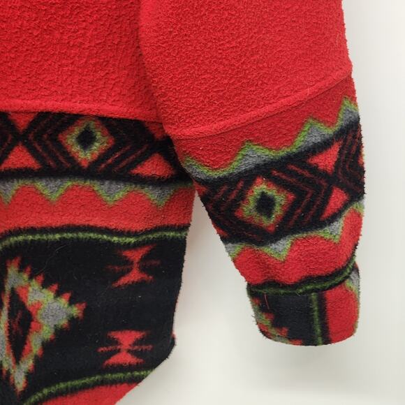 Bugle Boy Southwestern Fleece Shirt Jacket Mens Large Navajo Print Polyester 90s - Picture 6 of 16